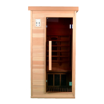 Houten rechthoekige sauna met keramische verwarming gehard glas 0-60 minuten timer