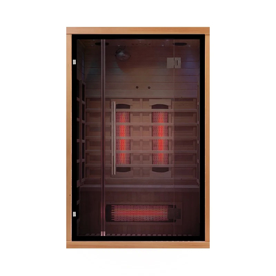 1750W Hemlock / Cedar Home Sauna Kamer Met Veiligheids Systeem In Houten Kleur Rechthoekige Vorm