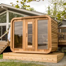 Rood Cedar stoomsuna met LED-licht en ozongenerator Modern ontwerp Temperatuurbereik 15~90°C