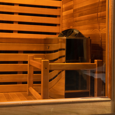 Aanraakscherm bedieningspaneel 6KW kachelverwarmer Hemlock / Red Cedar Stoomsauna Kamer Met LED-licht
