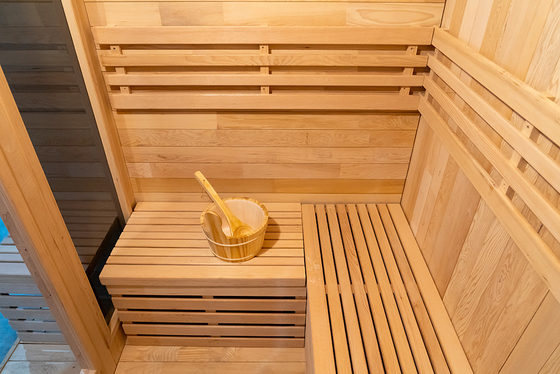 Rood Cedar stoomsuna met LED-licht en ozongenerator Modern ontwerp Temperatuurbereik 15~90°C