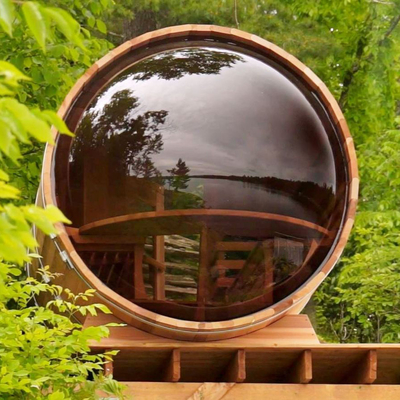 Verstelbare volledig glazen deur Cedar Outdoor Drie Sauna met Bluetooth muzieksysteem voor 5-6 personen