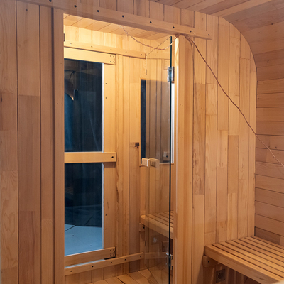 Cedar Outdoor Dry Sauna voor 5-6 personen met volledige glazen deur / Bluetooth muzieksysteem