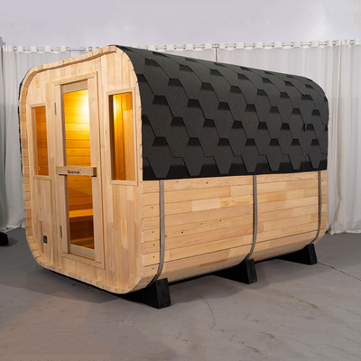 Verstelbare ventilatie Hemlock Buiten droog sauna met Bluetooth muzieksysteem