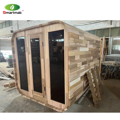 Luxe Hemlock Buiten Sauna Voor 5 tot 6 personen Verstelbare ventilatie Temperatuurbereik 15-90 ° C