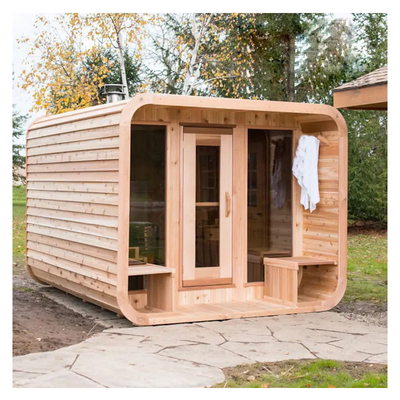 Hemlock Buiten Sauna met volledige glazen deur - Temperatuurbereik 15-90°C