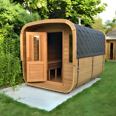 Hemlock Buiten Sauna met volledige glazen deur - Temperatuurbereik 15-90°C