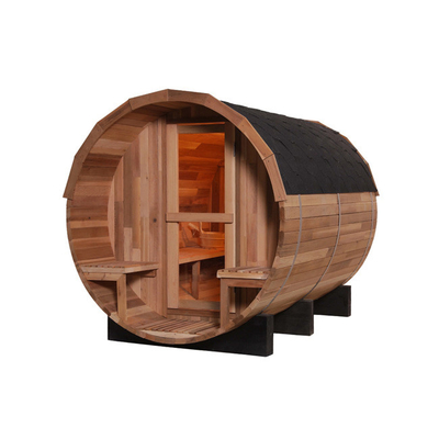 Rode Cedar Wood Fired Barrel Sauna-Zaal Persoon Tonvormige 2 - 4
