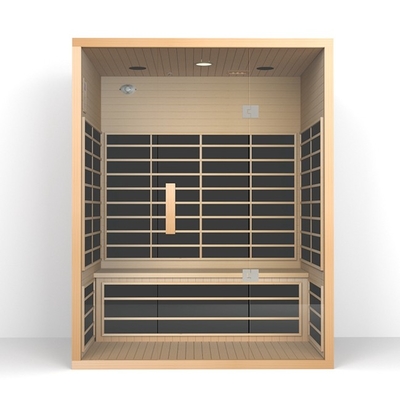 Familie 3 Persoon Rood Cedar Far Infrared Sauna With 8mm Aangemaakte Glasdeur