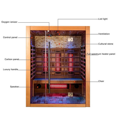 De stevige Houten Zaal van de de Stoomsauna van Familiesmartmak Infrarode Binnen voor Huis 6KW
